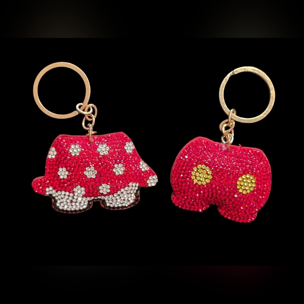 Mickey And Minnie Rhinestone Keychain Set